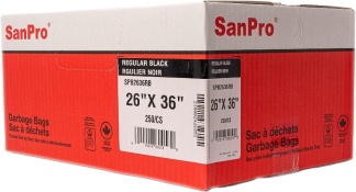 SanPro®  Black Polyethylene Garbage Bags 26''x36'' Regular CS/250.